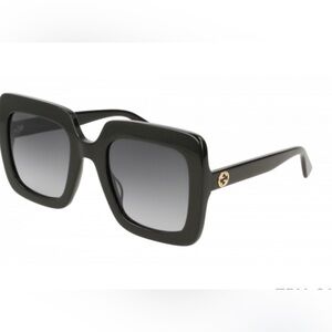 Gucci Black Square Oversized Sunglasses with Gradient Gray Lenses